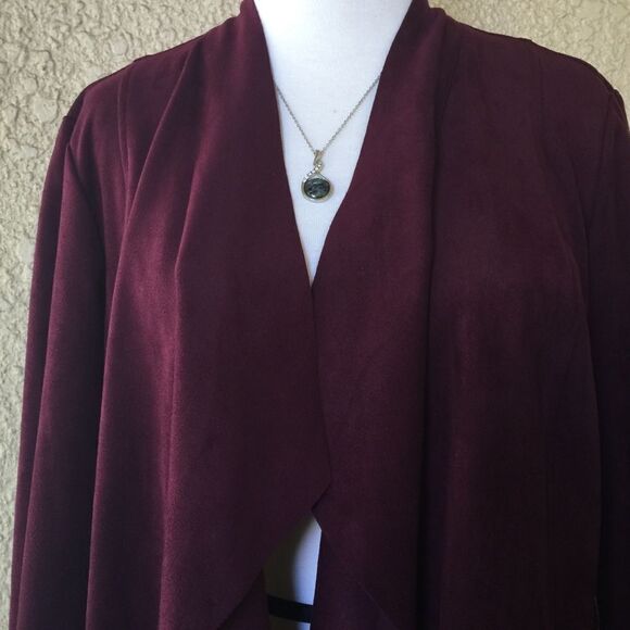 Chico's´Faux Suede Deep Merlot Drape Jackect  0 - Picture 4 of 8